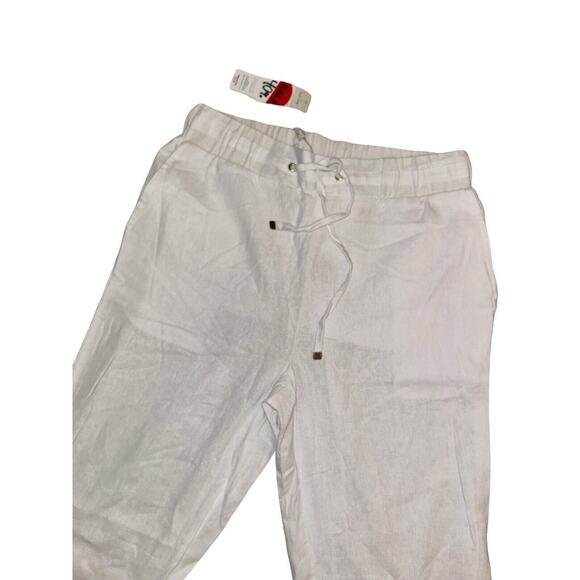 NWT Charlie Paige White Linen Blend Pants - Size S - Cuffed Ankle - Picture 4 of 14